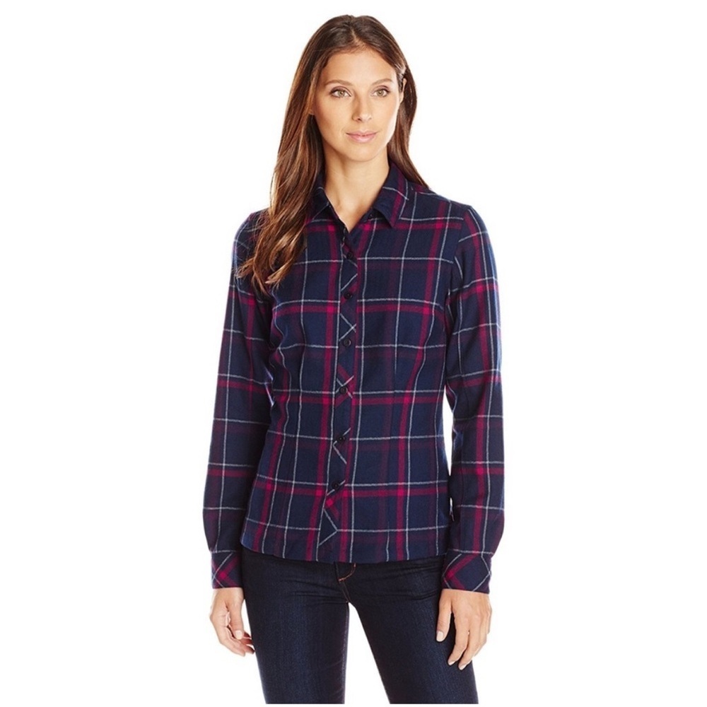 NWOT Icebreaker Women's Laurel Long Sleeve Button Up Plaid Wool Shirt Medium